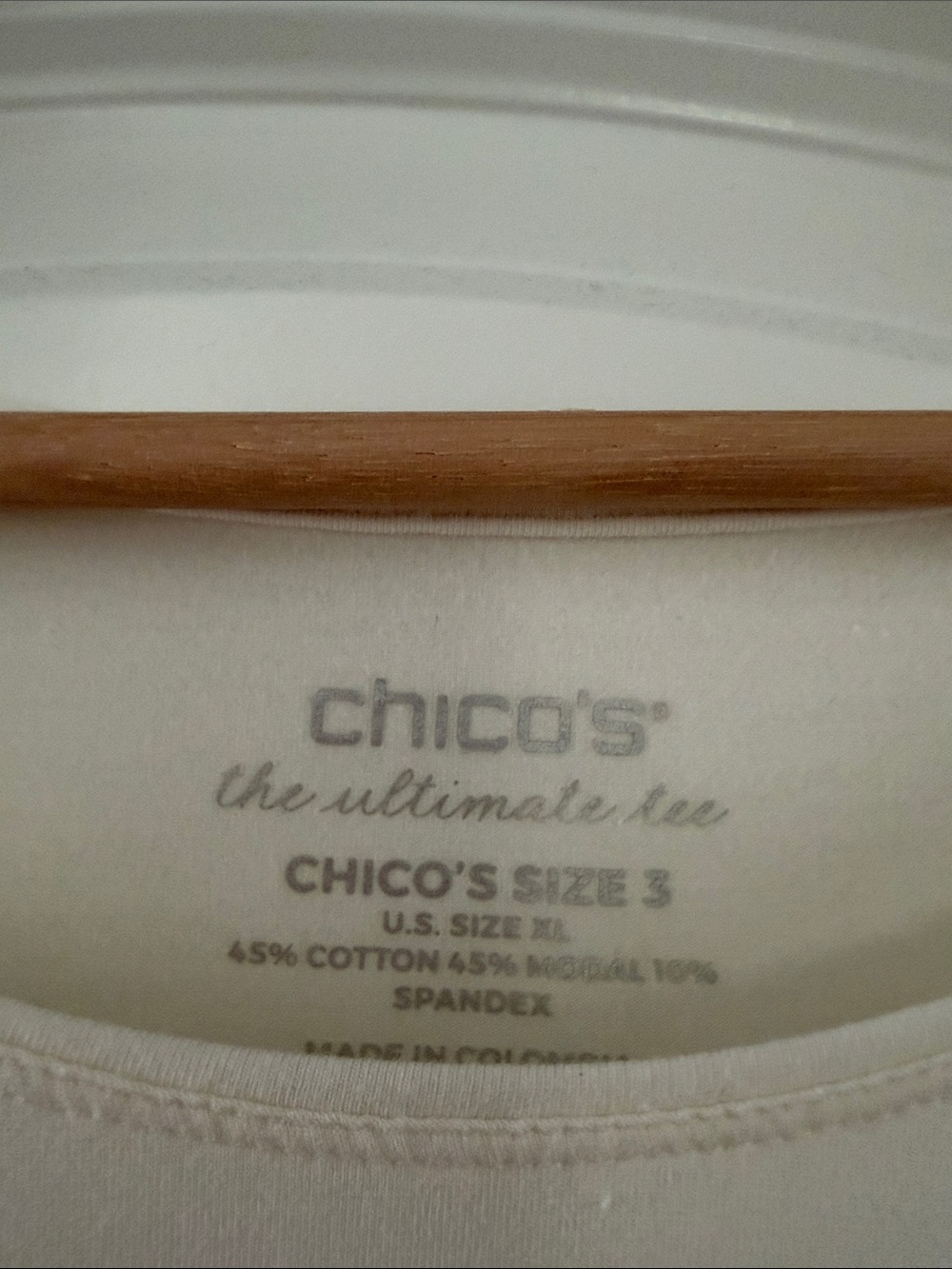 Chico's Long Sleeve Scoop Neck Tee in Cream - Picture 3 of 3